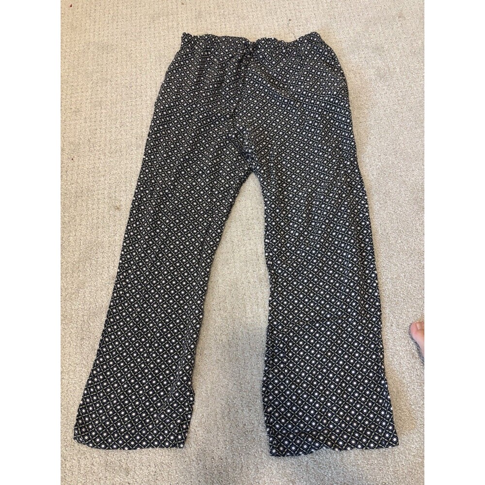 Sag Harbor Womens Black White Drawstring Waist Pants Size S